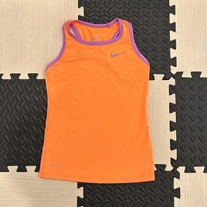 Nike pro dry fit fitted workout tank in neon orange size medium kids